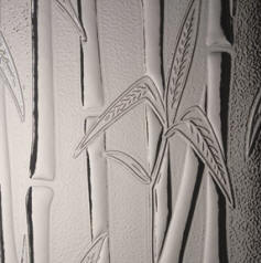 Detail of bamboo shoots in textured glass